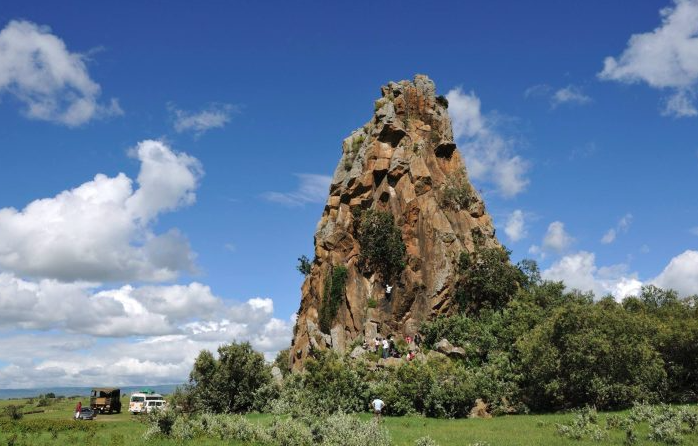 Fisher’s Tower at hell's gate national parkin Kenya with cross wild safaris