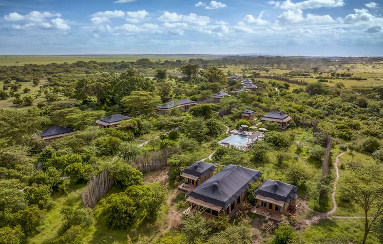 view of lodges in Masai Mara flying safari 