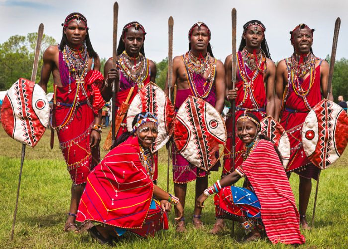Maasai showcasing tradition near Mount Suswa