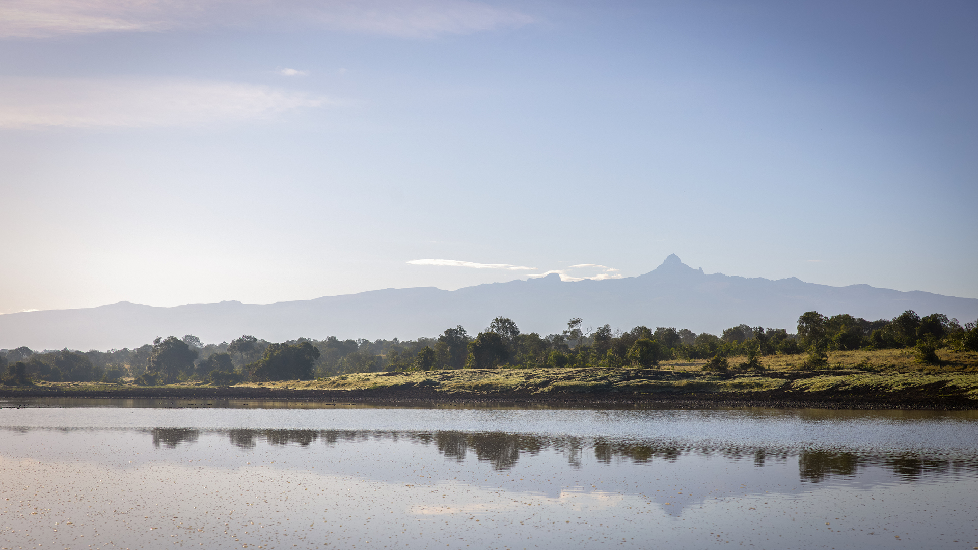 Mount Kenya rising behind the plains of Ol Pejeta.