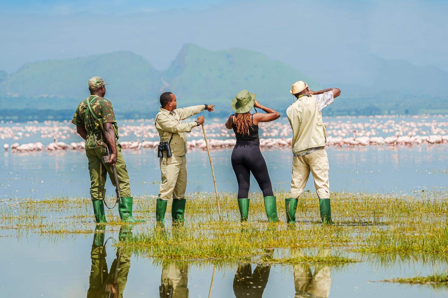 Tourists in Lake Elementaita safari