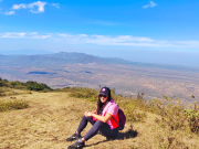 tourist relaxing after hiking Ngong hills
