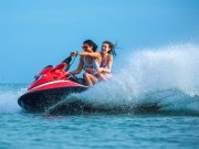Tourists enjoying jet skiing in Zanzibar