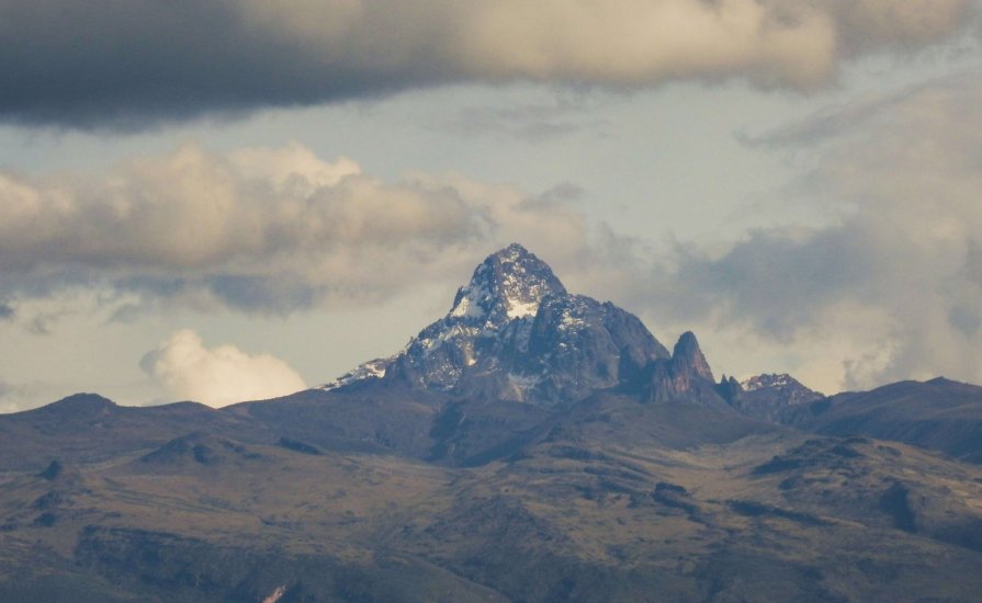 View of Mount Kenya in the morning on a trek through the Sirimon Route