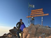 clients at Lenana Peak on top of Mount Kenya - Sirimon Route mt Kenya treking