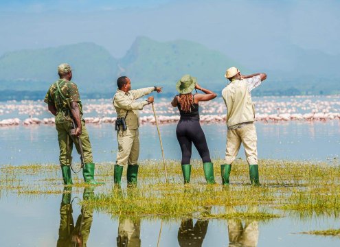 Tourists in Lake Elementaita safari